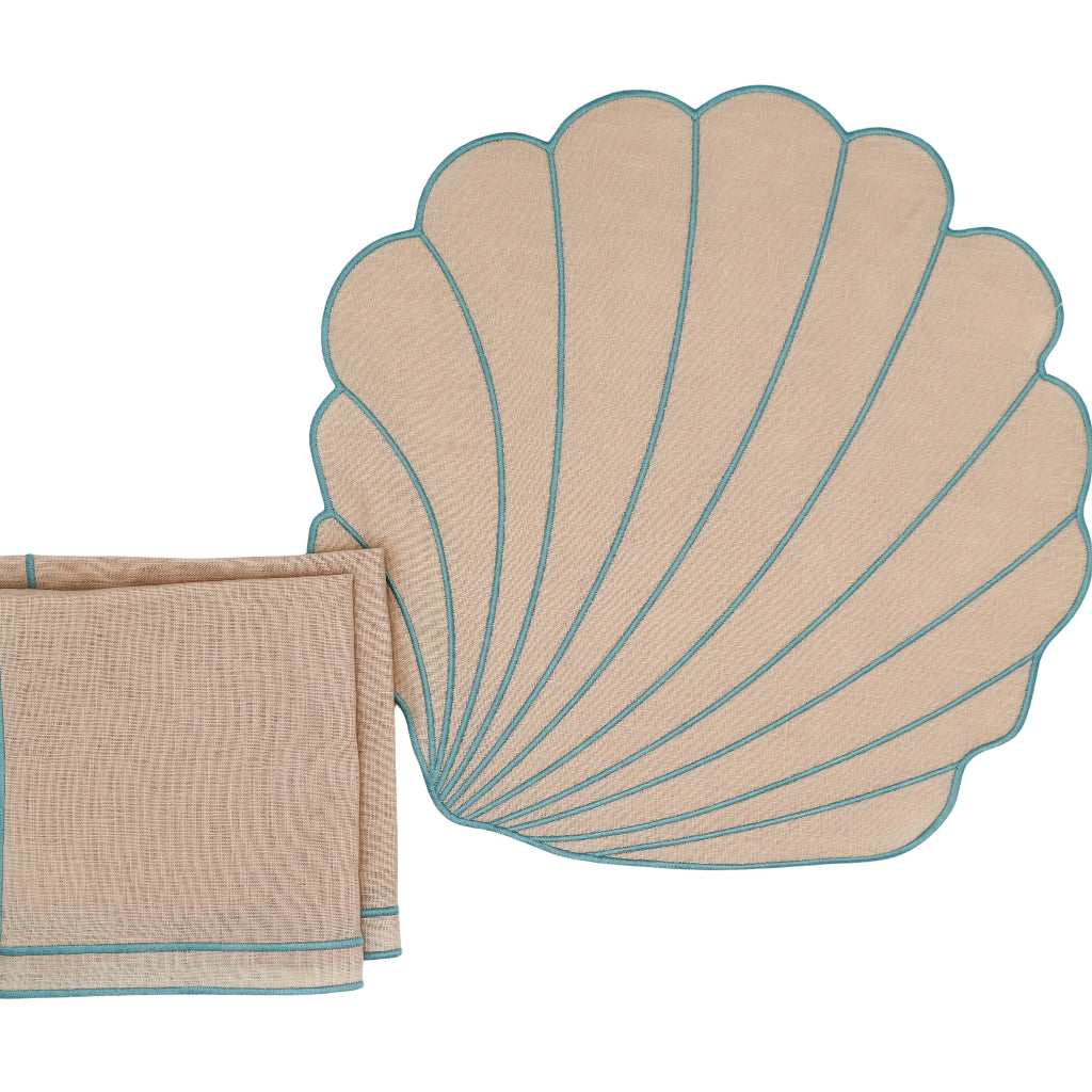 Tovagliette all'americana in lino Tidal Shell – Set da 4