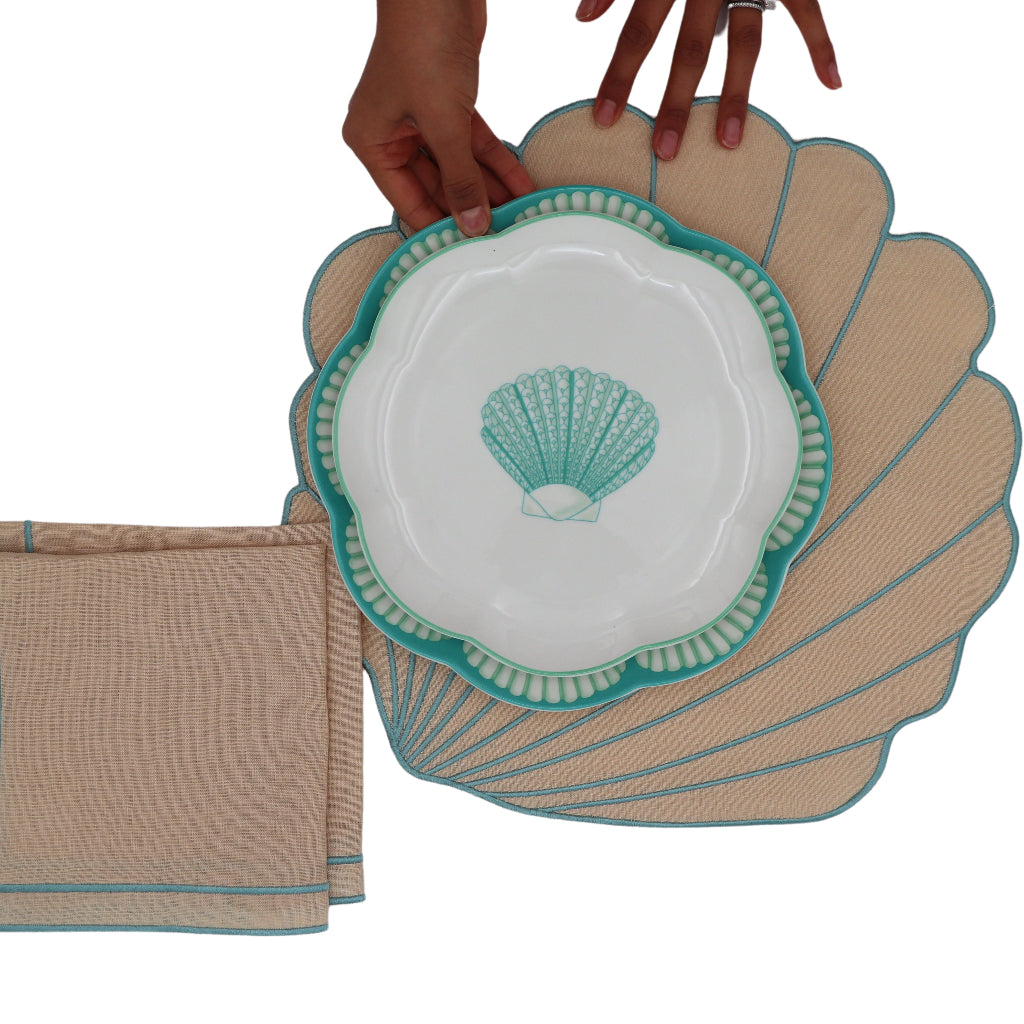 Tovagliette all'americana in lino Tidal Shell – Set da 4