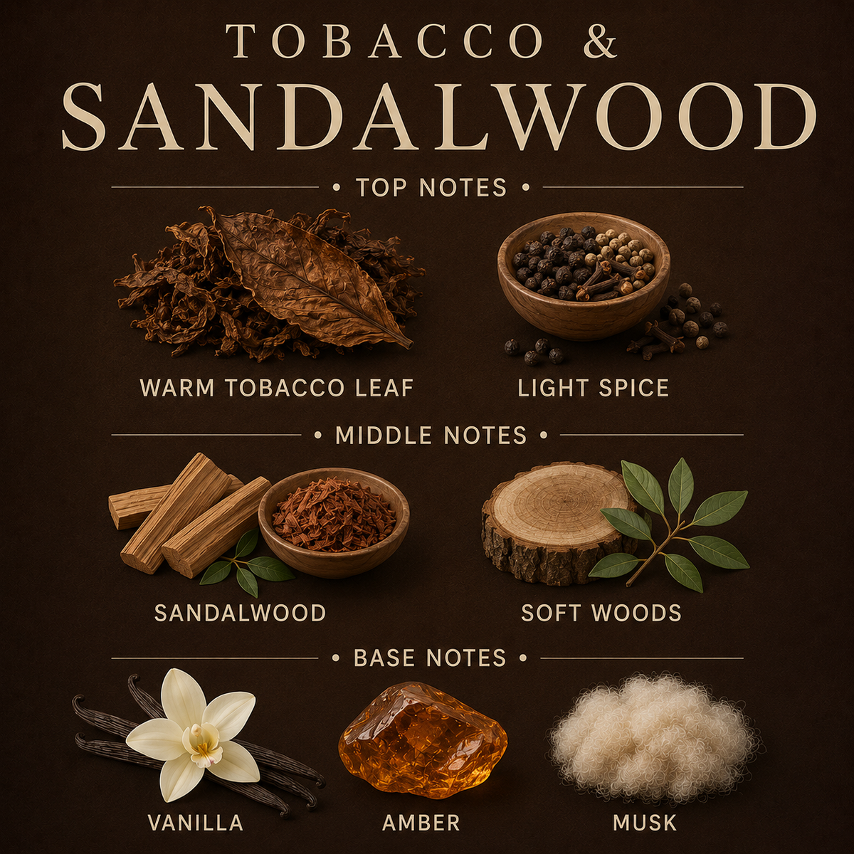 Diffuseur à roseaux Tabac et Bois de santal