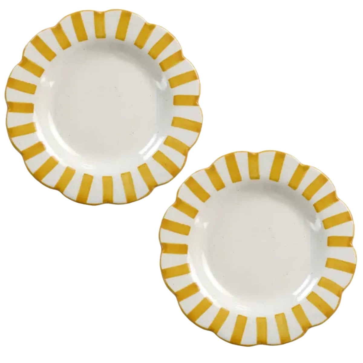 Yellow Stripe Dinner Plate | Handpainted Ceramic (Set of 2)