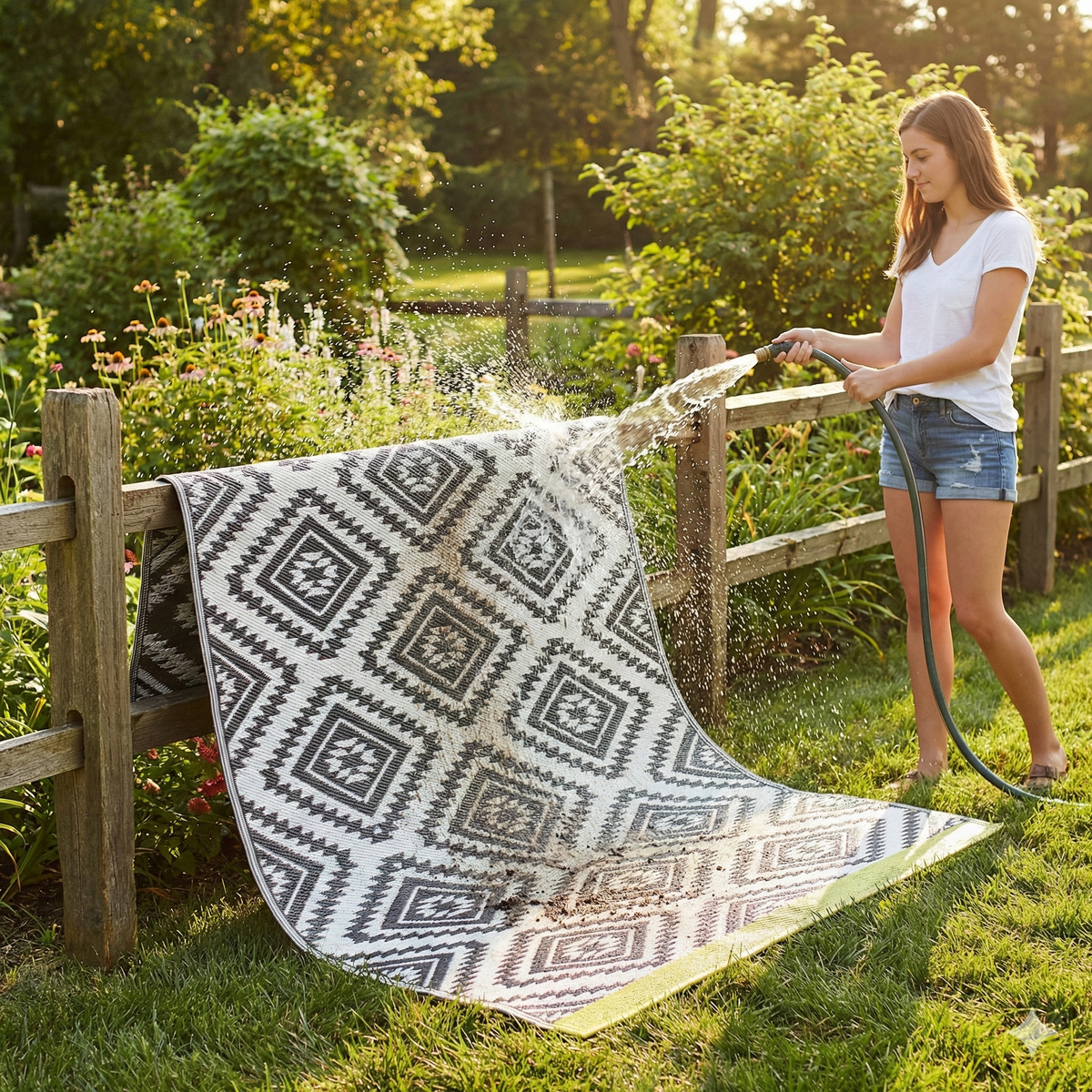 Valencia - Gray Geometric Outdoor Rug for Patio FINAL SALE