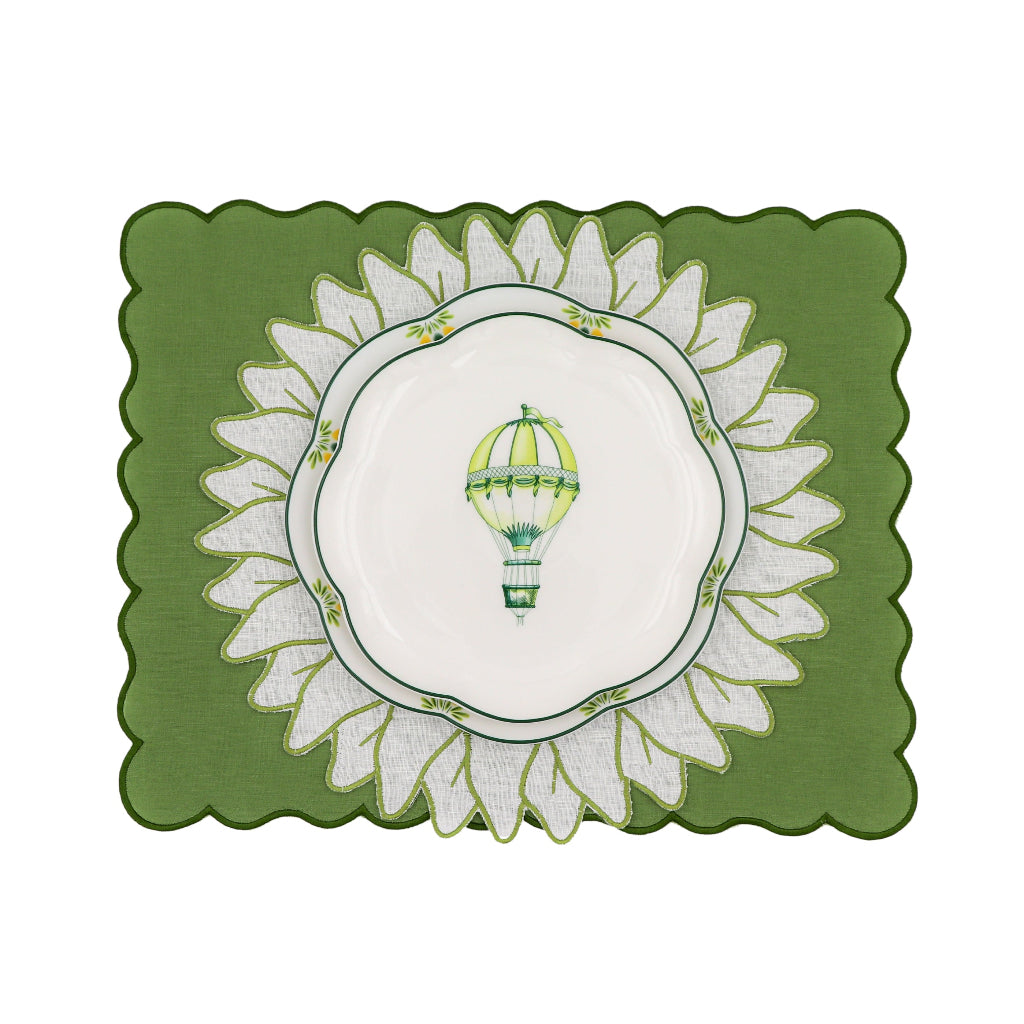 Assiettes à entrées en céramique festonnée Valensole Lavande – Ensemble de 4 (+1 assiette bonus)