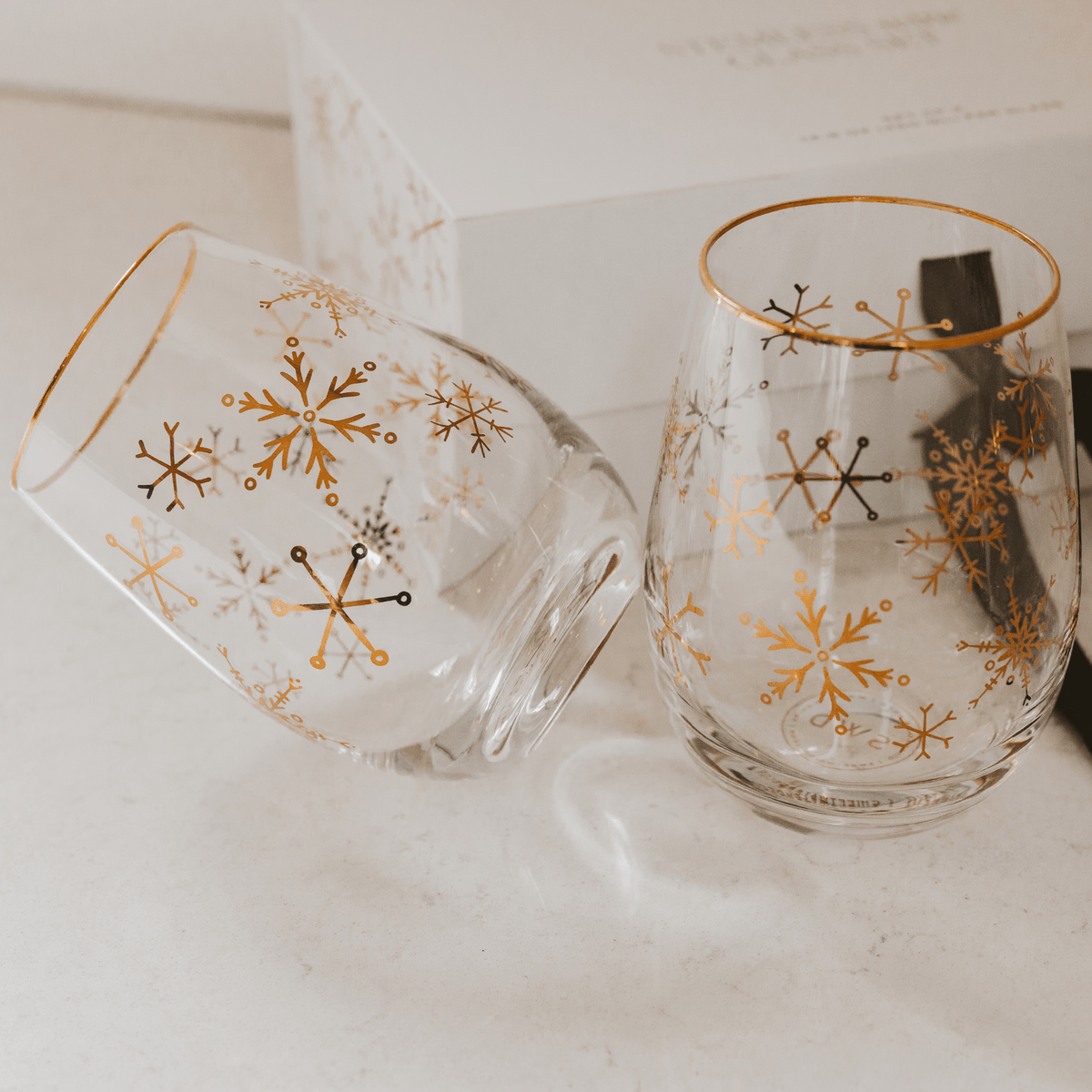 Verres à vin sans pied flocons de neige - Coffret de 2