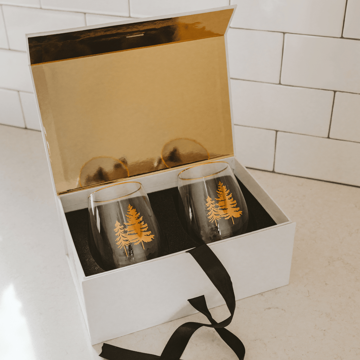 Verres à vin sans pied Trees - Coffret de 2