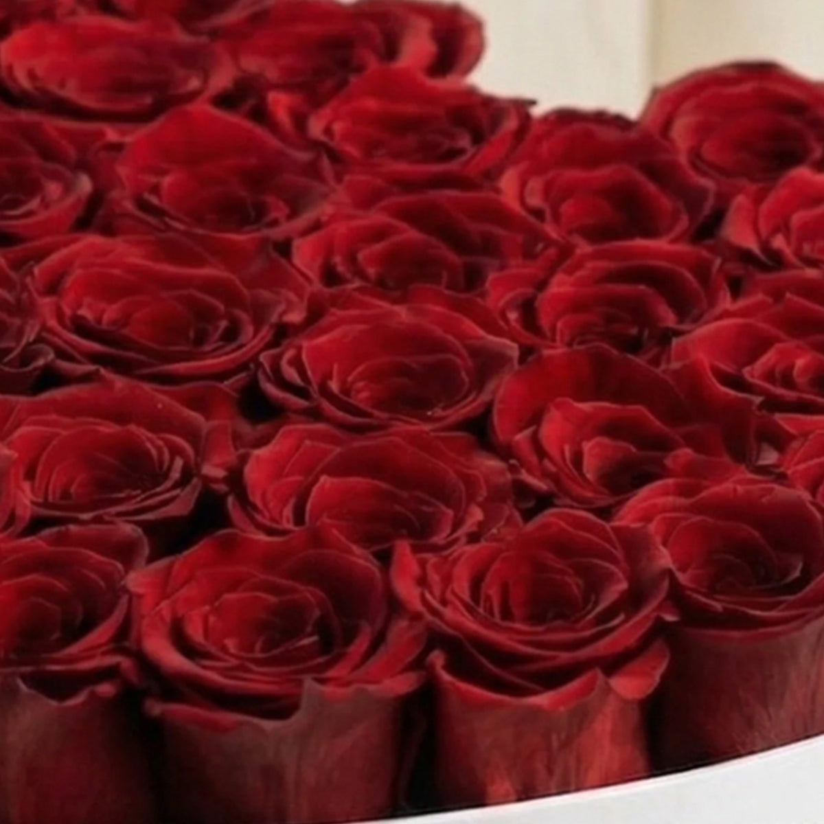 Scatola bianca a forma di cuore | Rose rosse