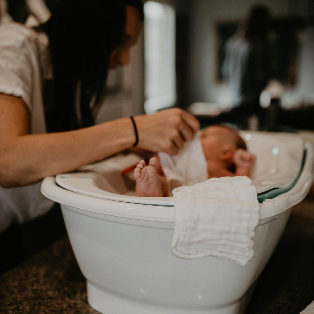 Gants de toilette pour bébé en coton mousseline - lot de 6