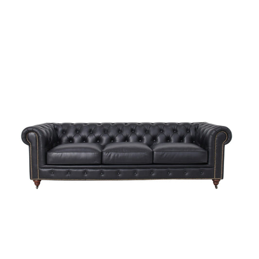 Canapé Chesterfield Belgravia en cuir pleine fleur capitonné – L'élégance classique rencontre le confort moderne