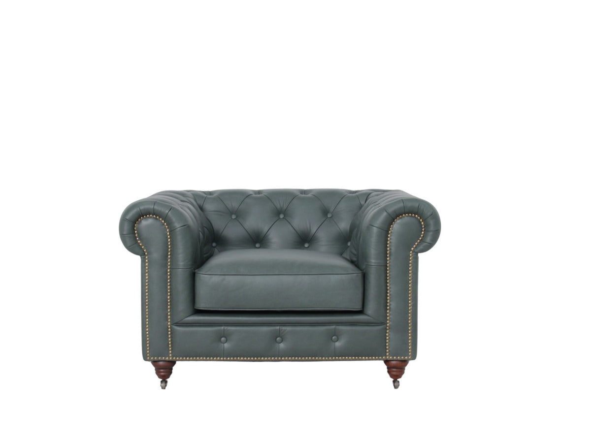 Belgravia Chesterfield Top Grain Leather Club Chair – Classic Tufted Armchair in Premium Finishes