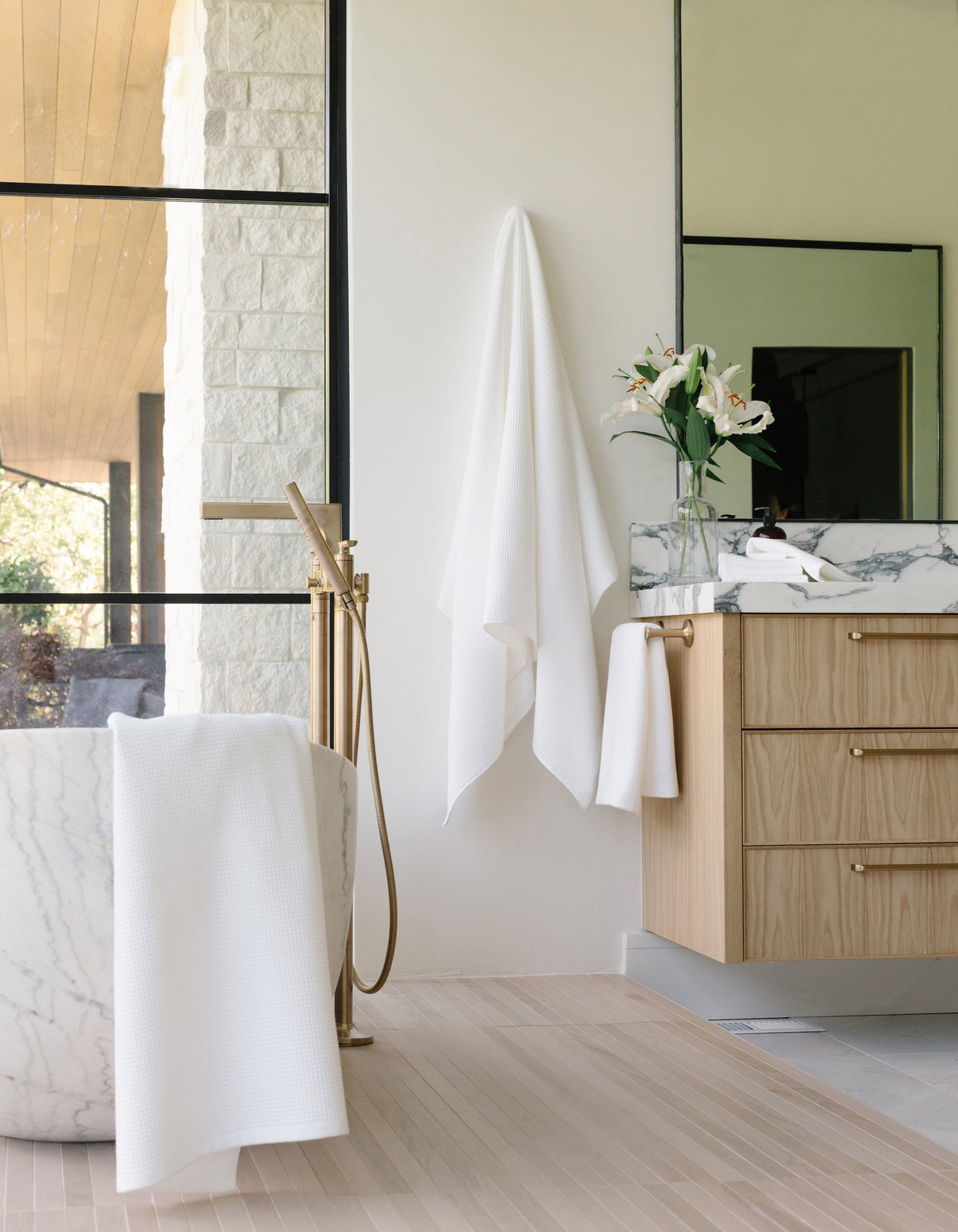 Draps de bain gaufrés