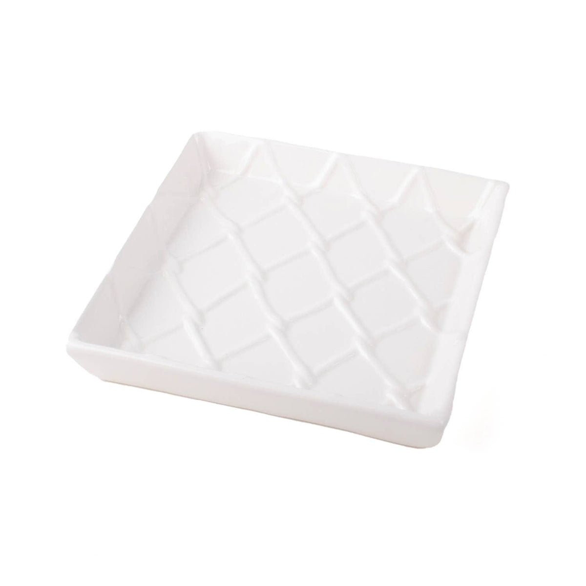 White Textured Ceramic Beverage Napkin Tray 6.25" x 6.25"