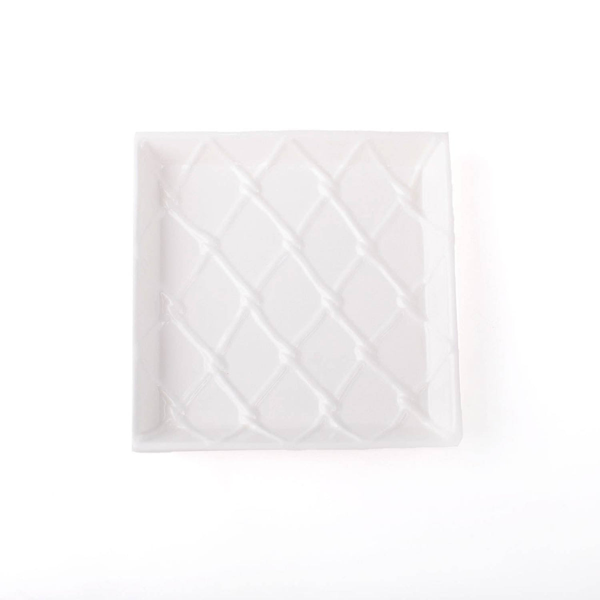 White Textured Ceramic Beverage Napkin Tray 6.25" x 6.25"