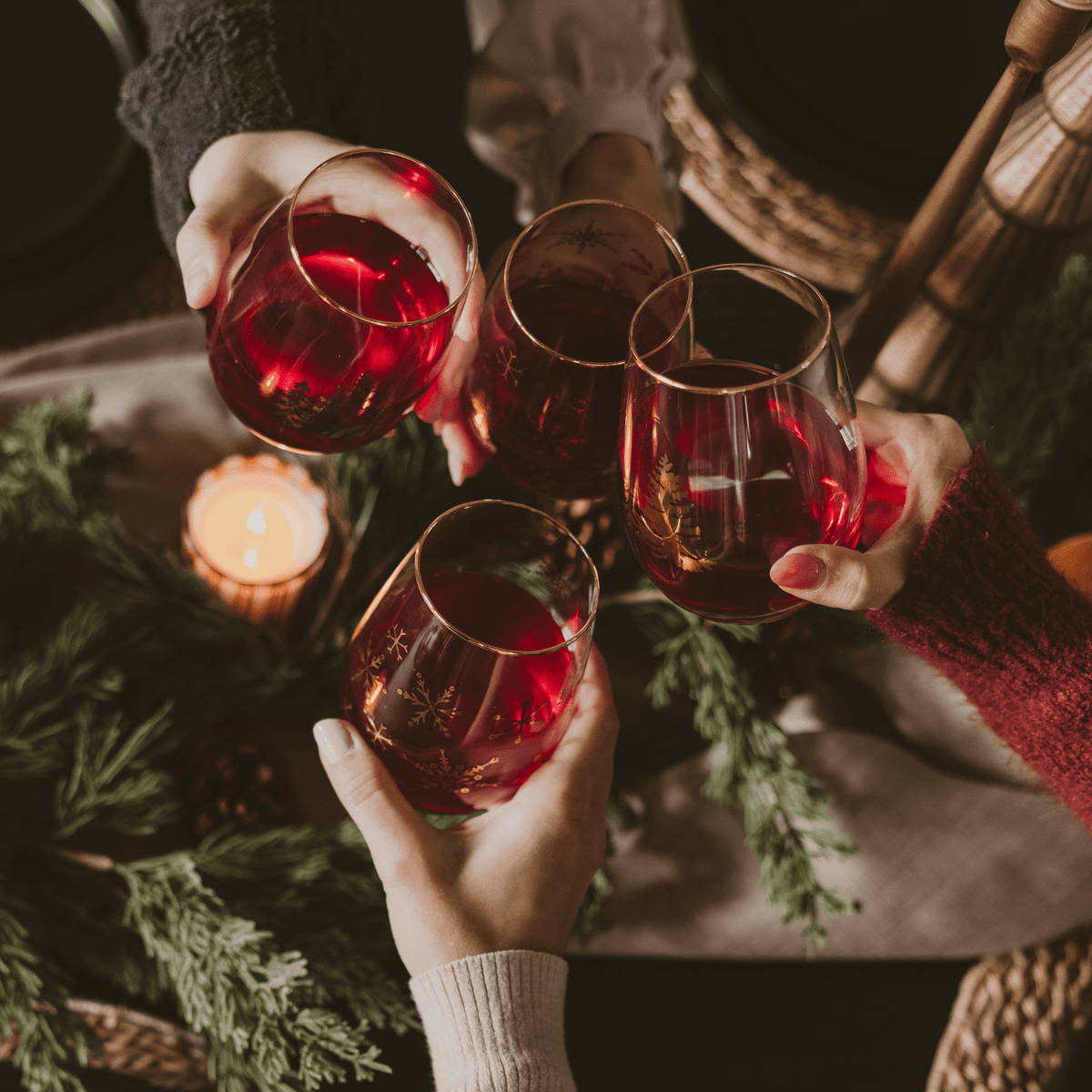 Verres à vin sans pied flocons de neige - Coffret de 2