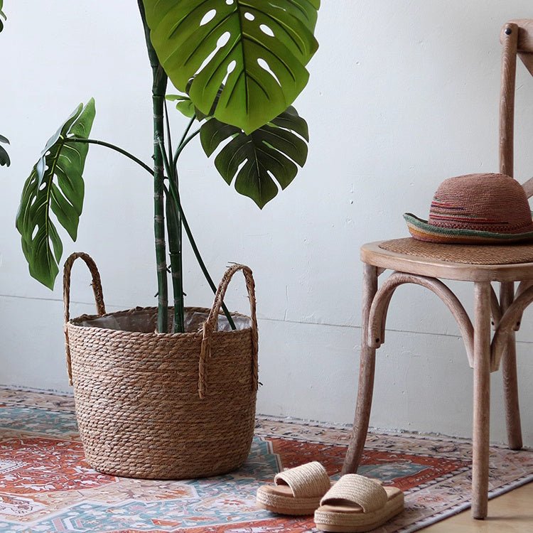 Panier en jonc de mer tissé à la main pour plantes