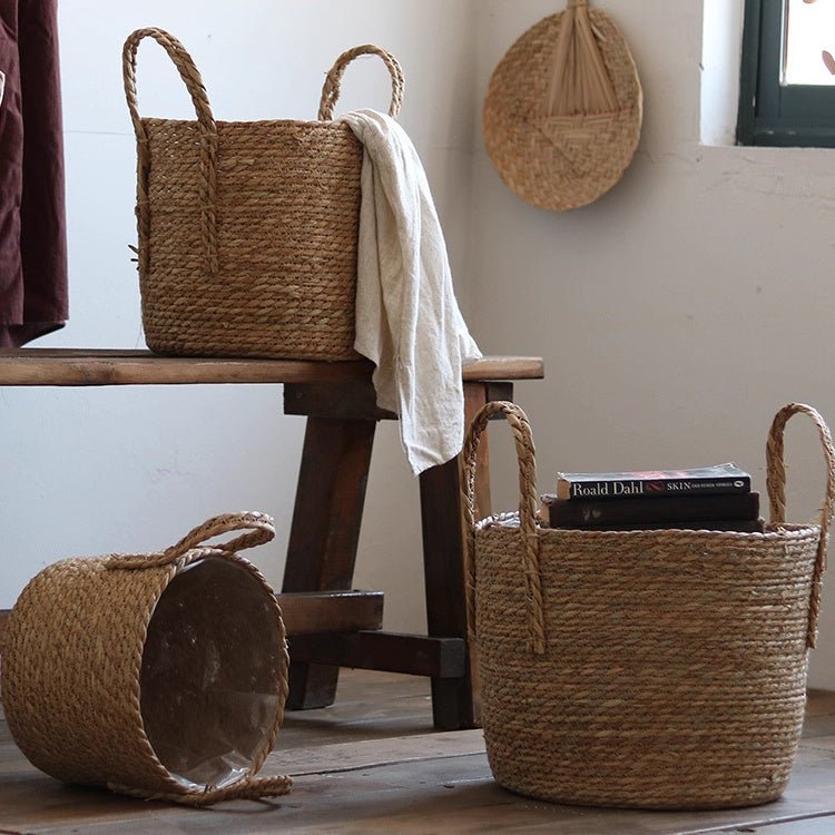 Panier en jonc de mer tissé à la main pour plantes