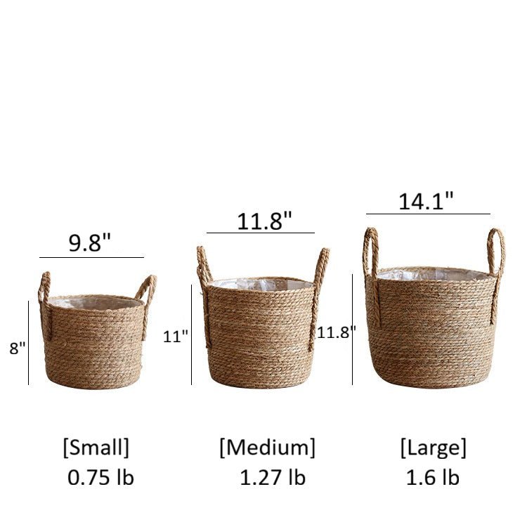 Panier en jonc de mer tissé à la main pour plantes