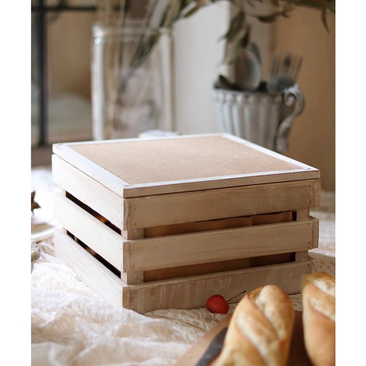 Caisse de rangement rustique en bois avec couvercle ardoise