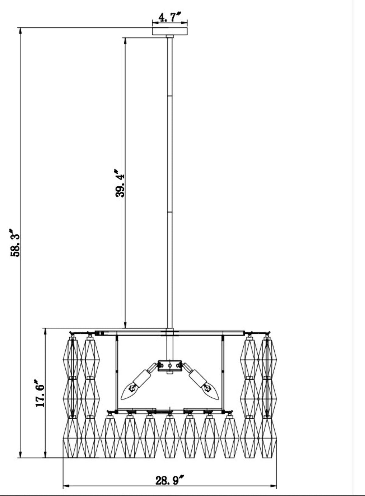Amber 8-Light Chandelier 28.9 in