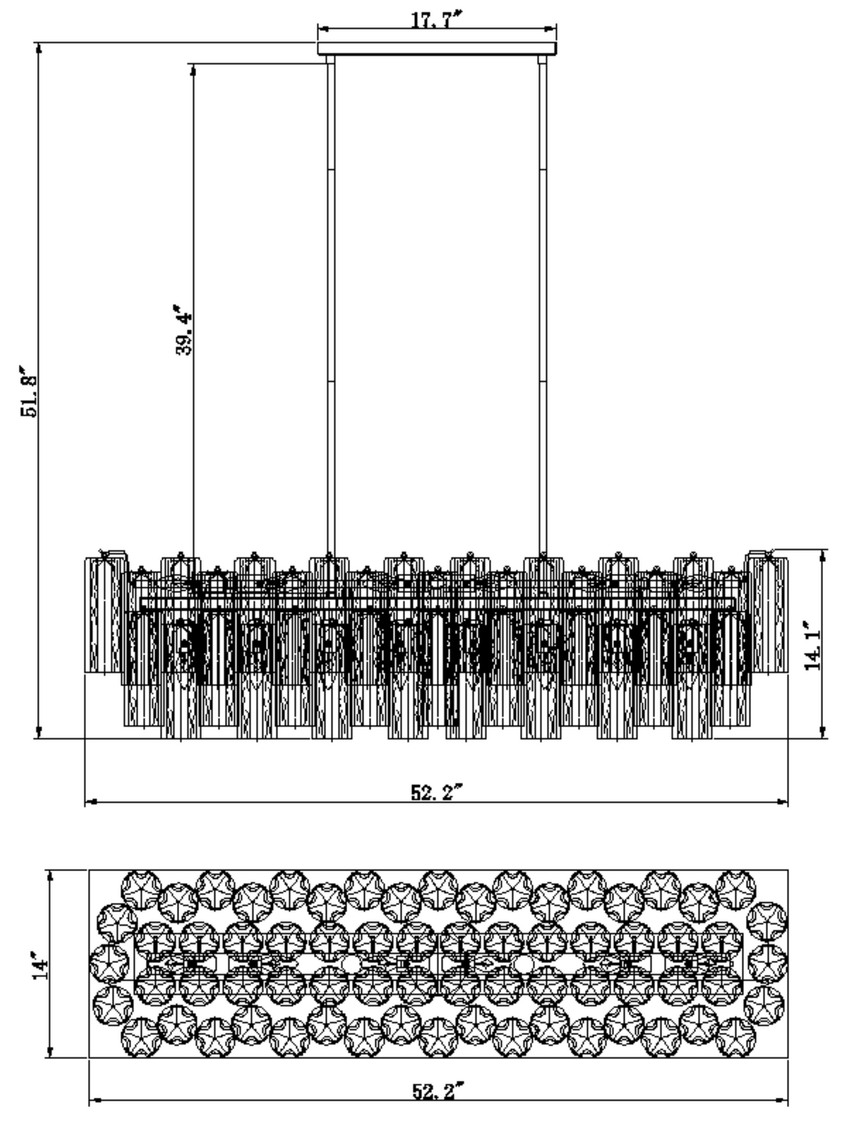 Aurora Cascade Chandelier 52 in