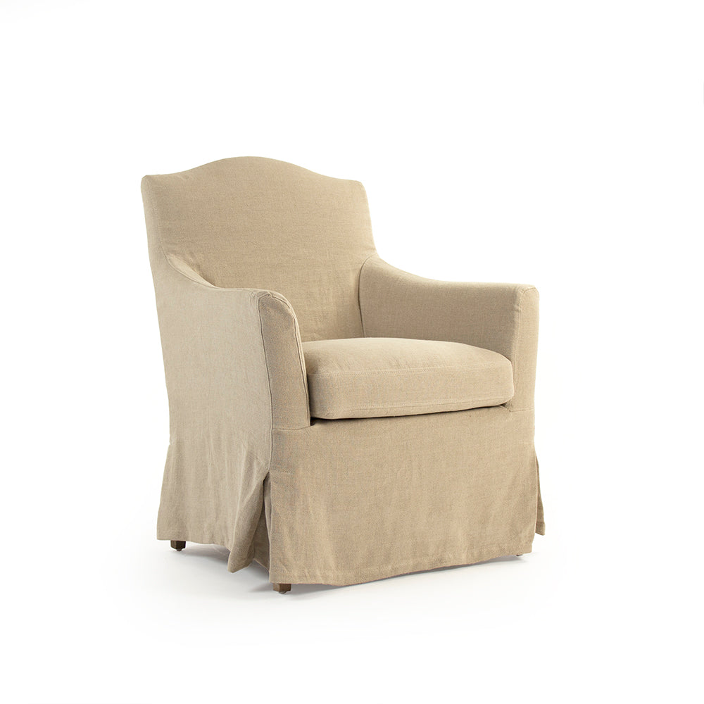 Fabre Linen Arm Chair with Oak Legs