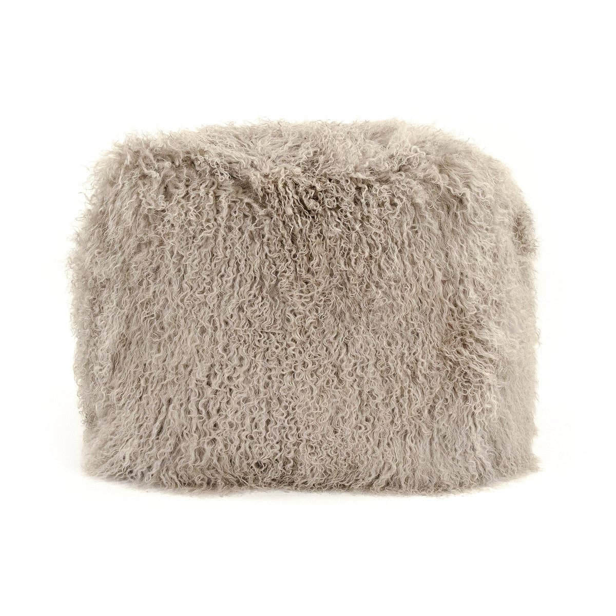 Tibetan Light Grey Lamb Fur Pouf