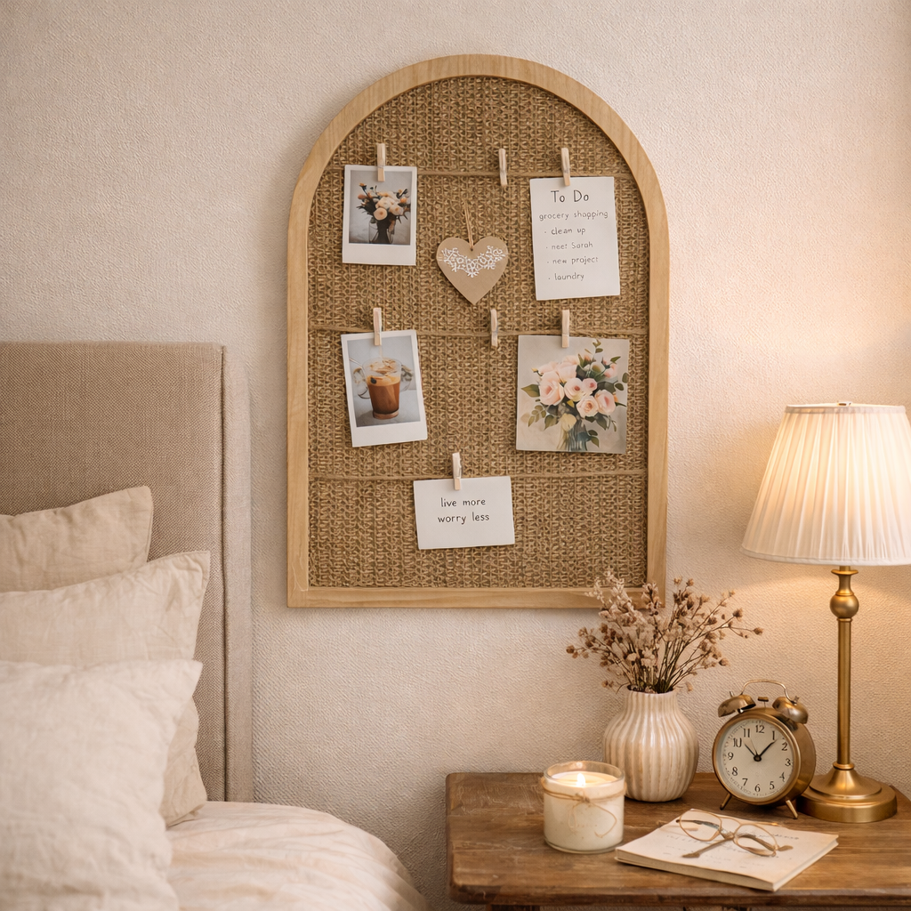 Arched Rattan Photo Display Board