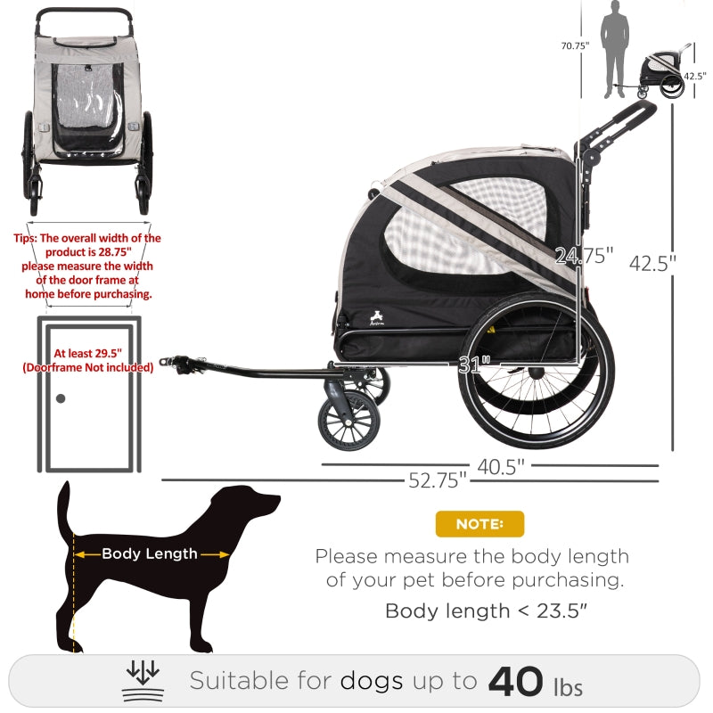 Rimorchio e passeggino 2 in 1 per animali domestici