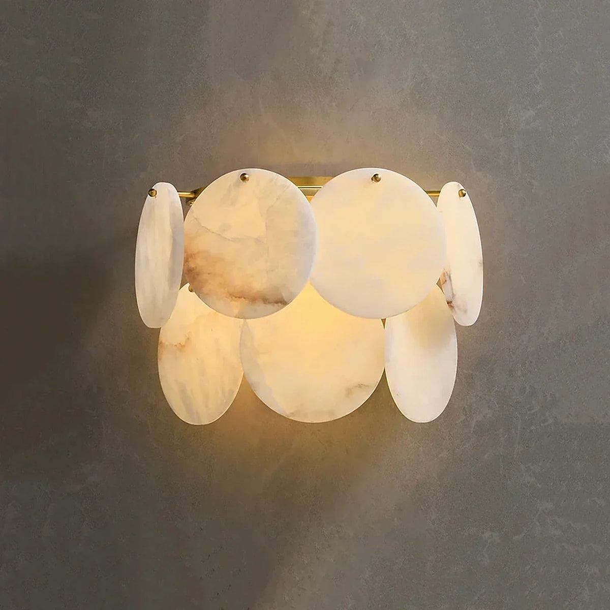 Lampada da parete rotonda a doppio strato in alabastro
