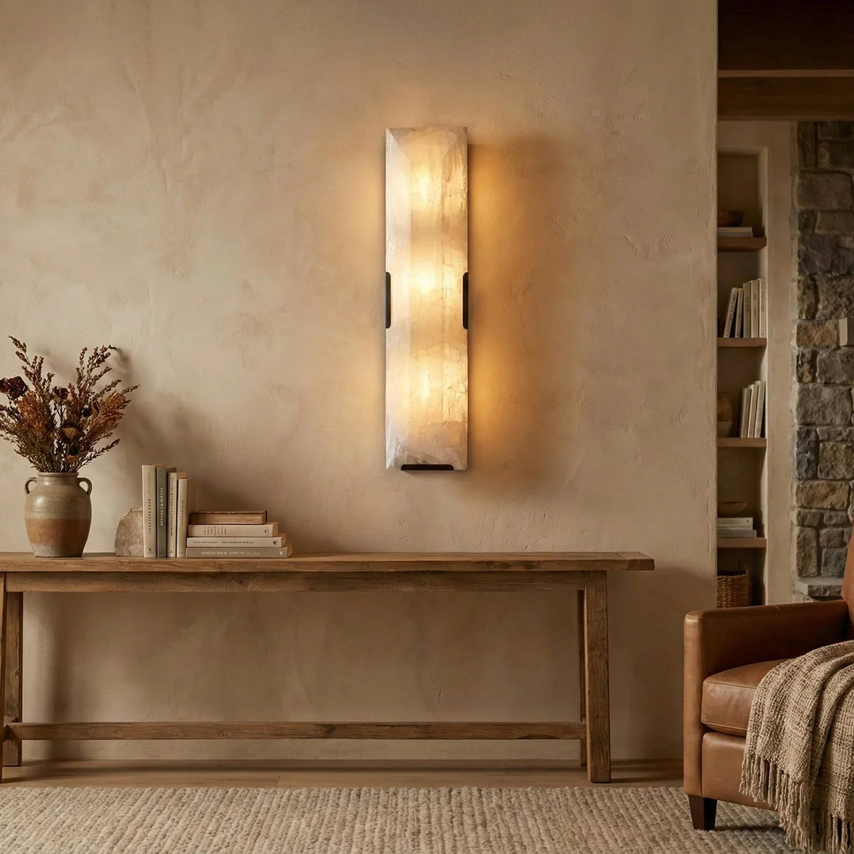 Alabaster Rectangular Wall Lamp