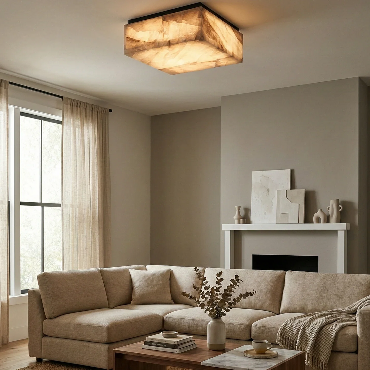 Alabaster Riviera Square Ceiling Lamp