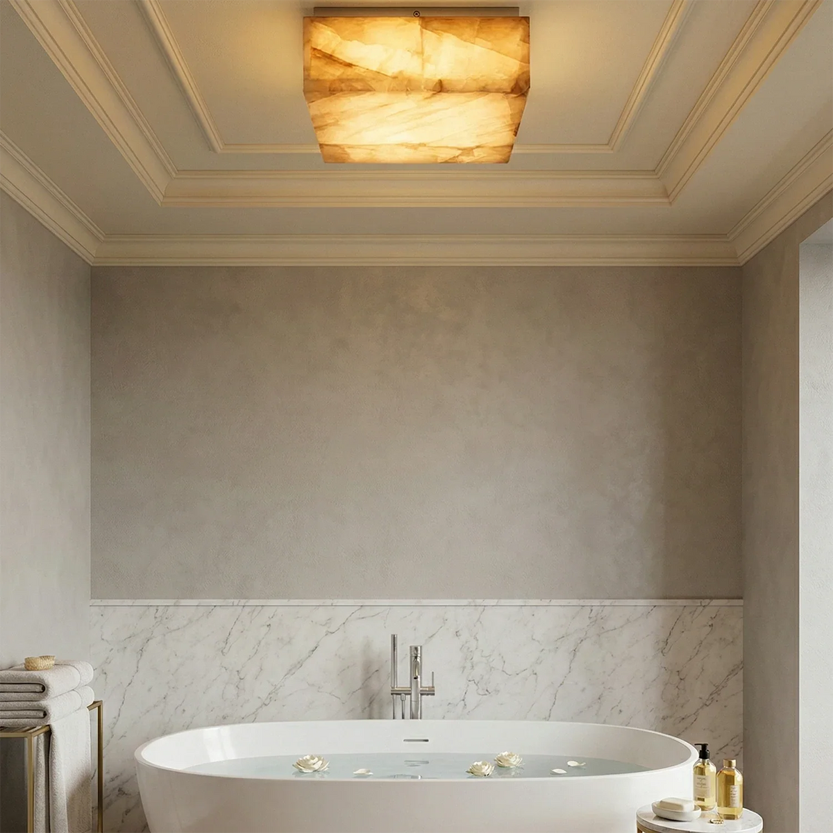 Alabaster Riviera Square Ceiling Lamp