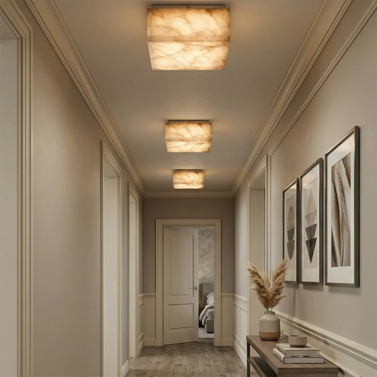Alabaster Riviera Square Ceiling Lamp