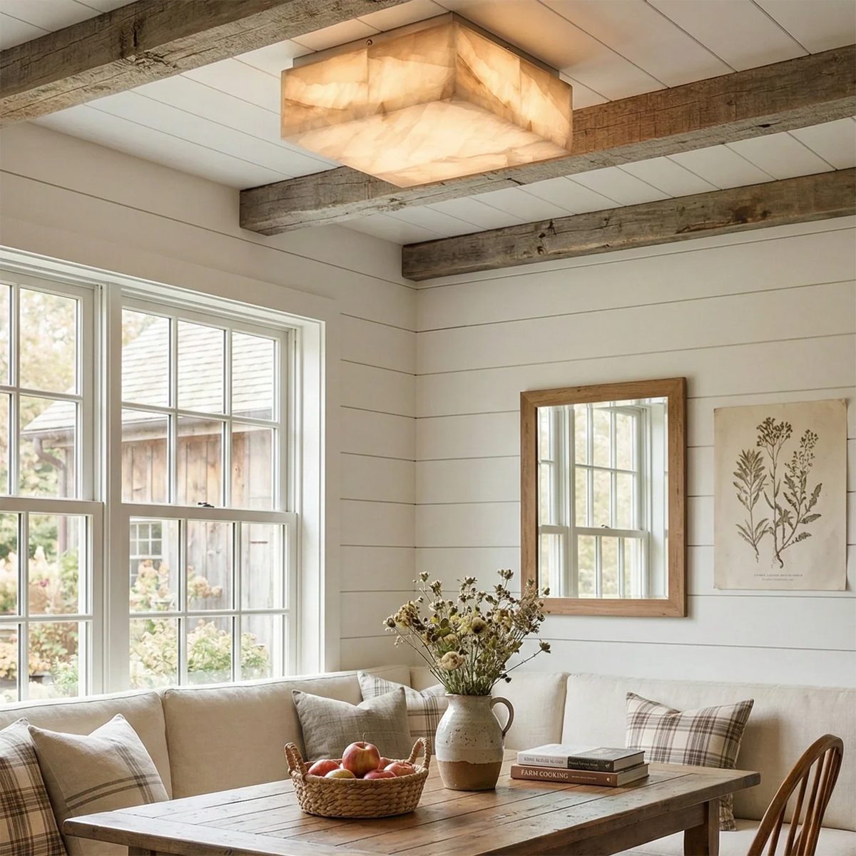 Alabaster Riviera Square Ceiling Lamp