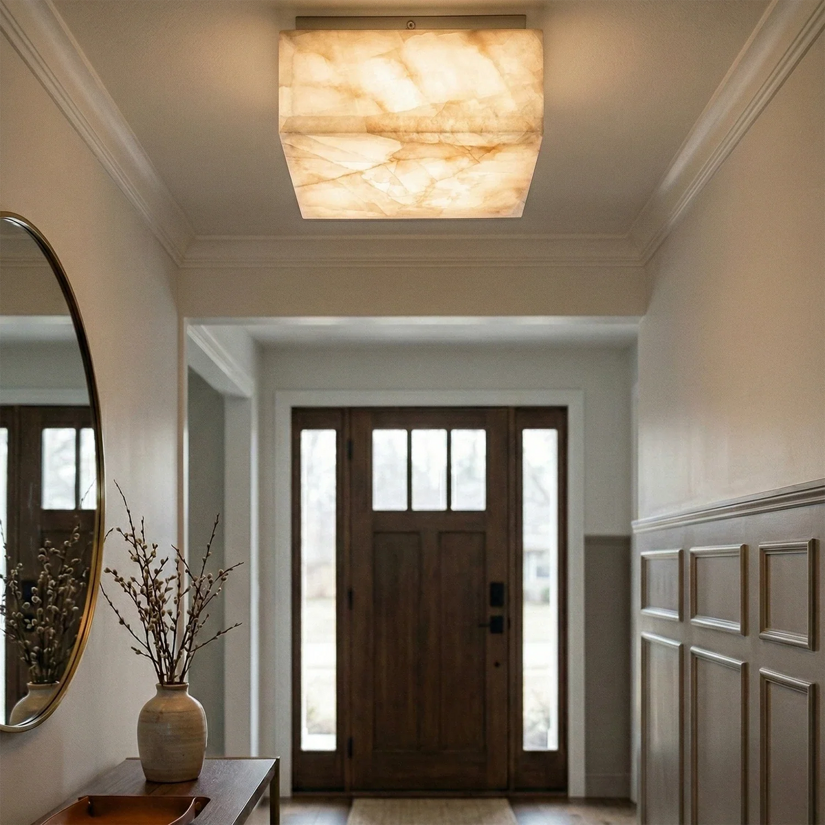 Alabaster Riviera Square Ceiling Lamp