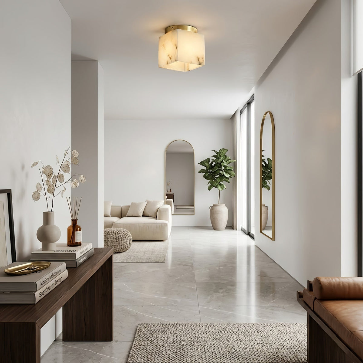 Alabaster Square Ceiling Light
