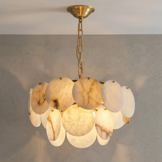 Lustre rond à étages en albâtre