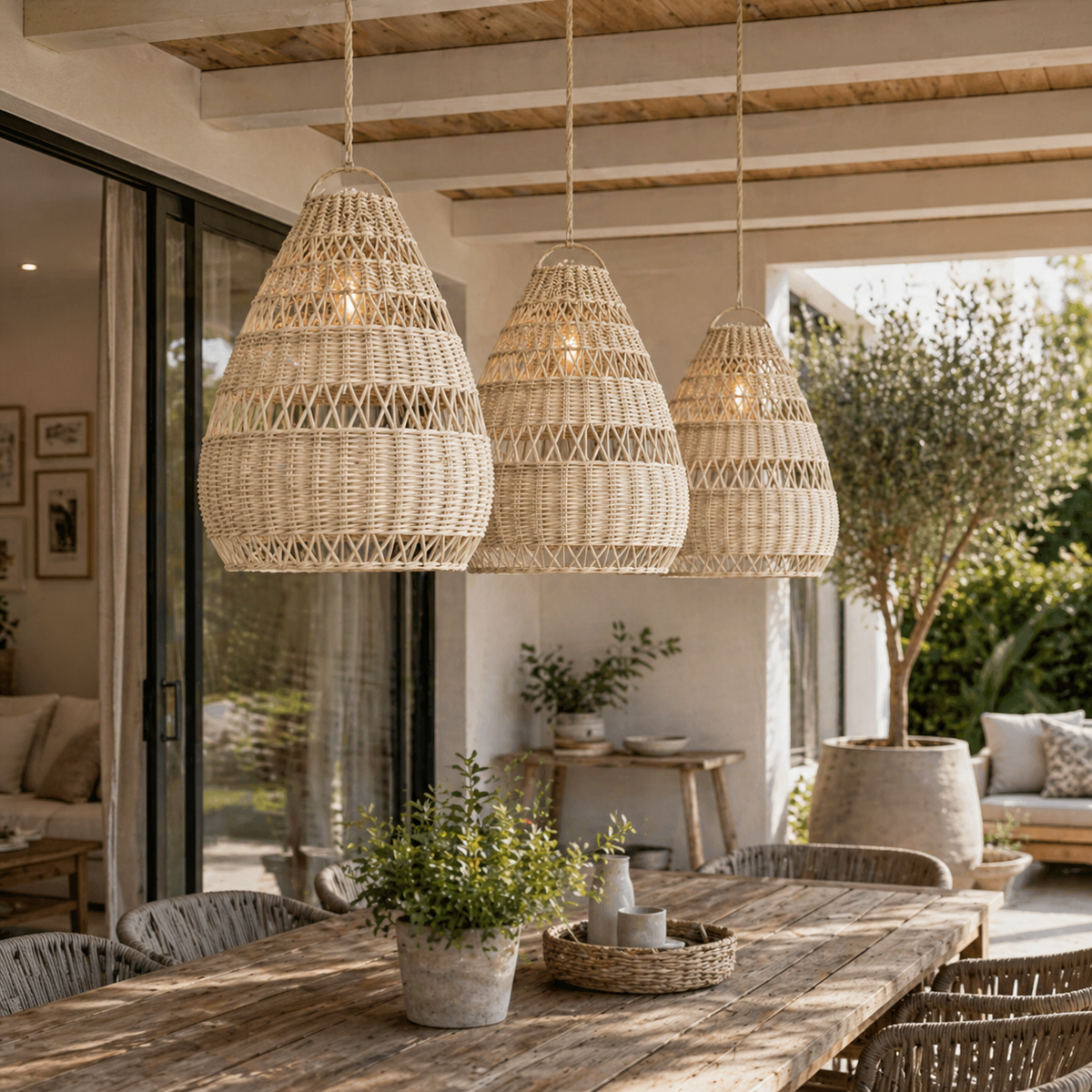 Suspension Alaya en rotin naturel