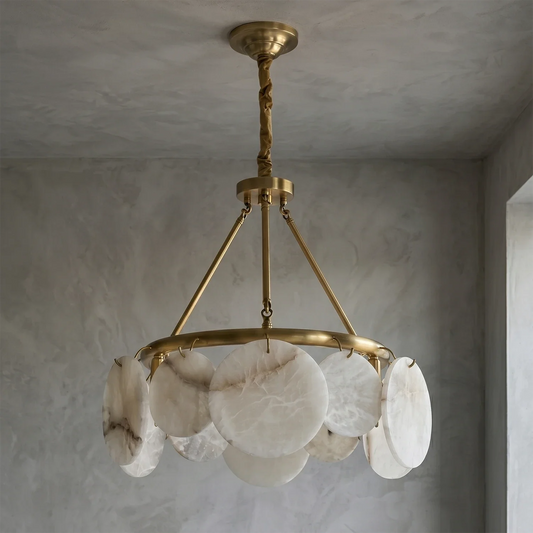 Lustre Alba à disques en albâtre naturel