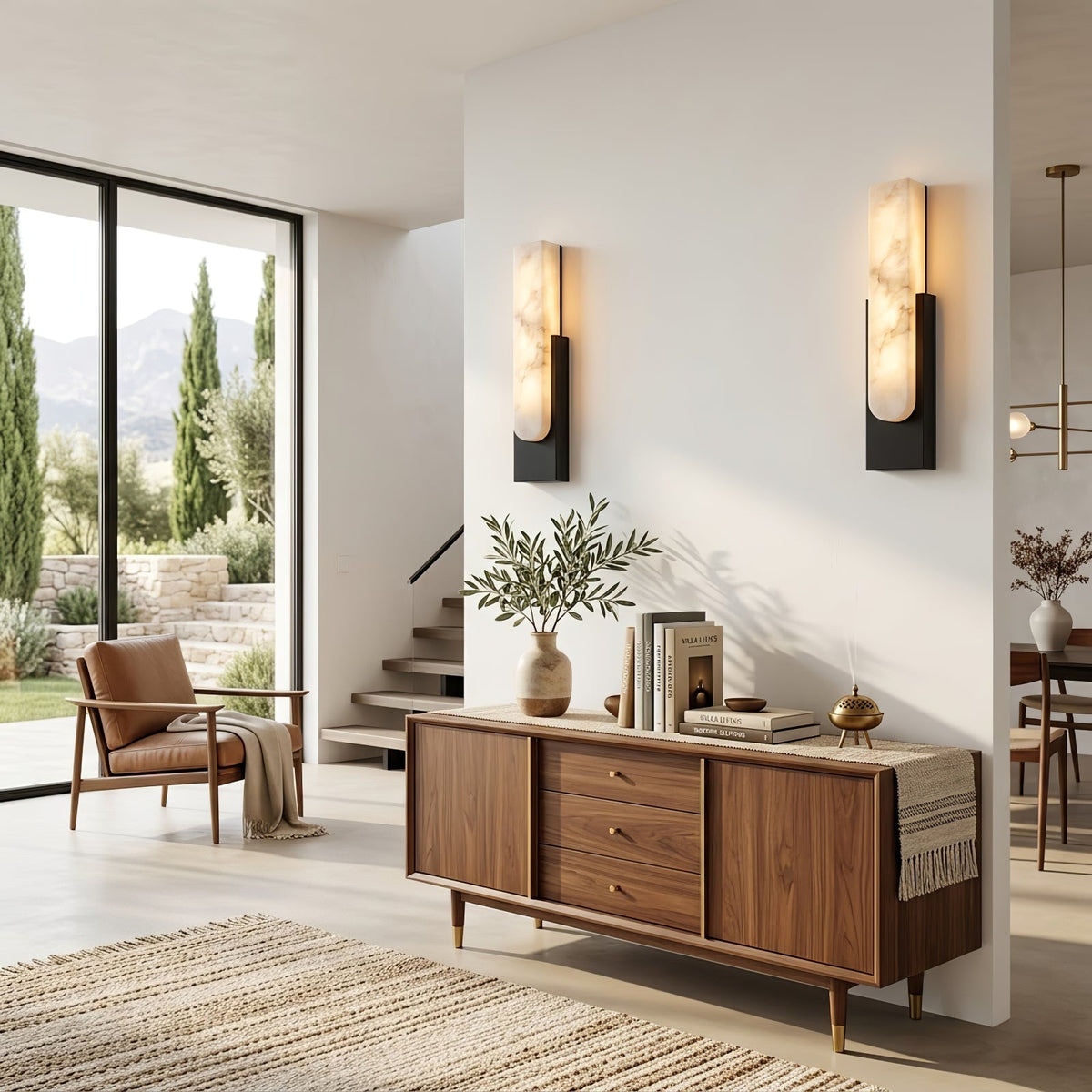 Applique da parete Alberta in ottone e marmo