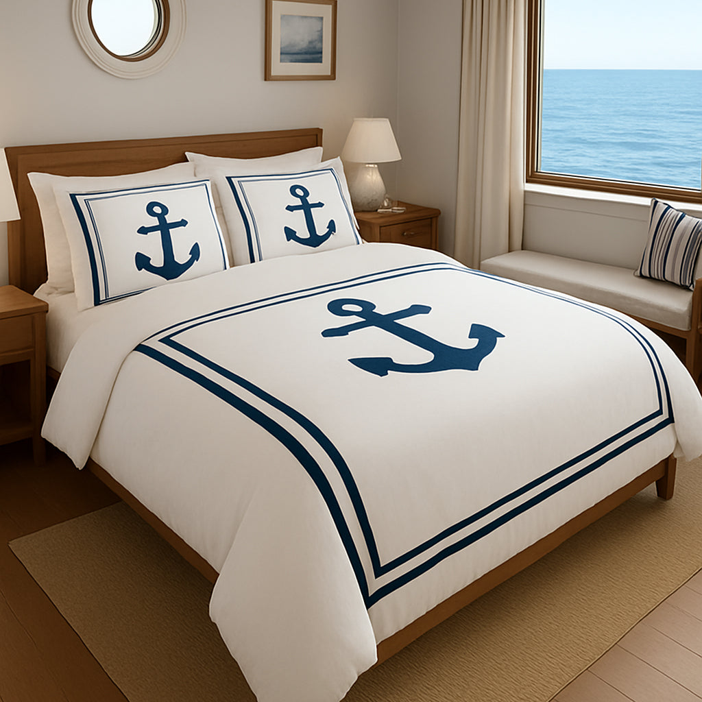 Parure de lit en coton « Anchors Away » pour bateau