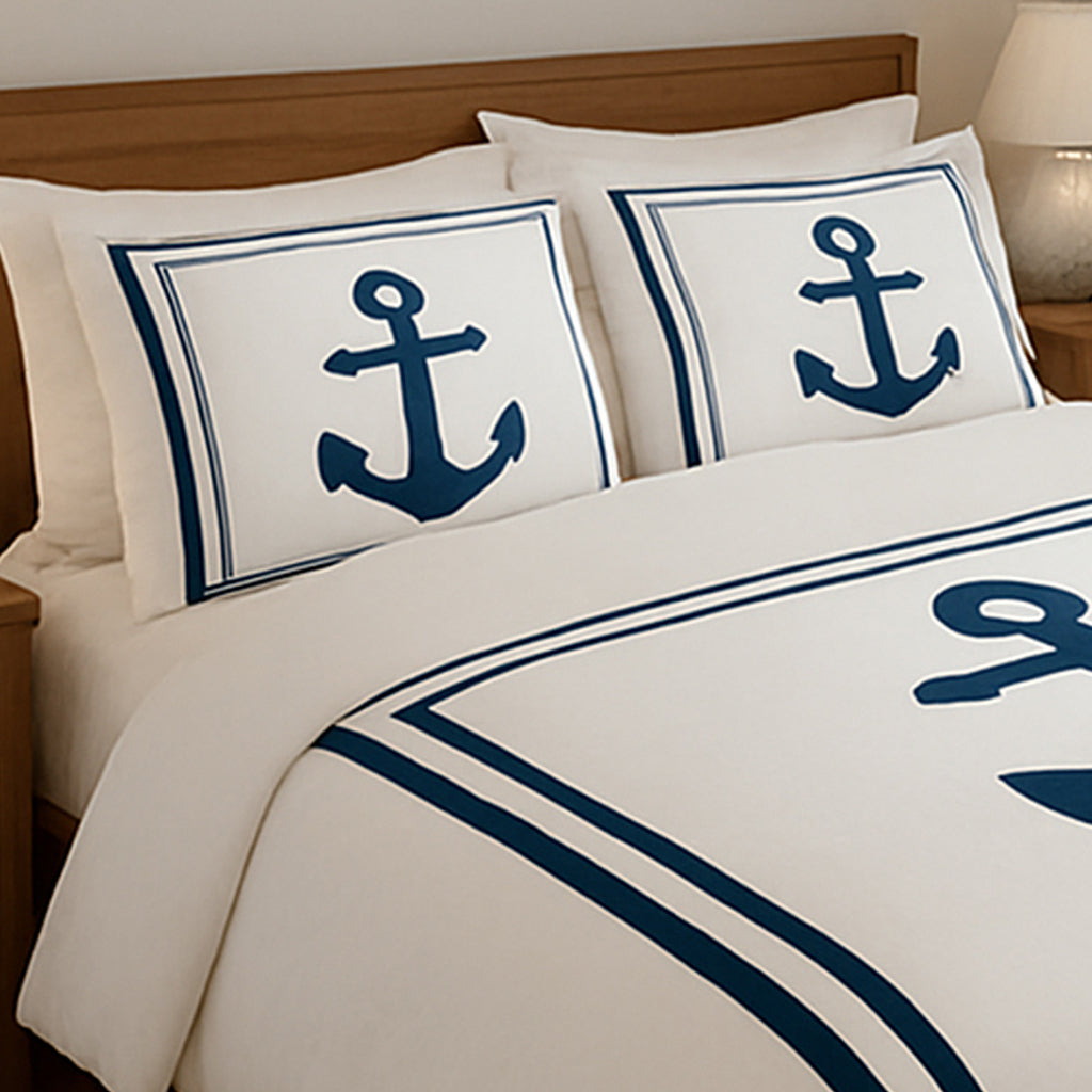 Parure de lit en coton « Anchors Away » pour bateau