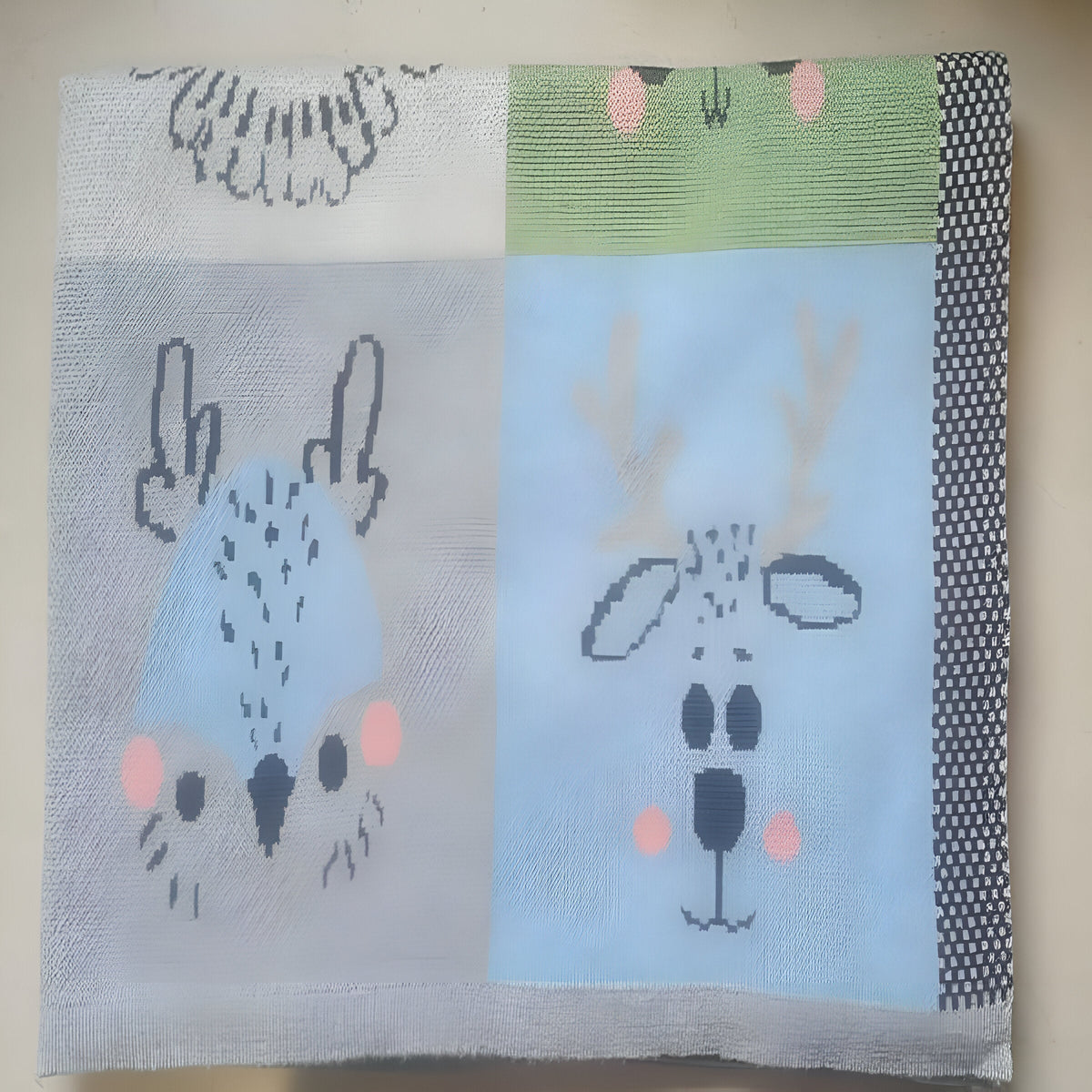 Copertina per neonati in cotone lavorato a maglia fantasia Animali nelle scatole