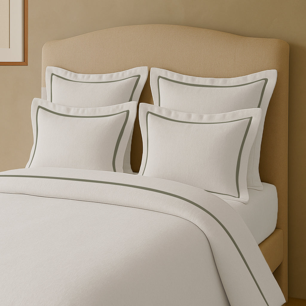 Set copripiumino in lino con bordo a cornice