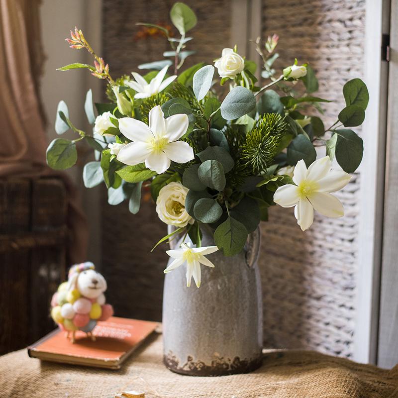 Bouquet di fiori artificiali con clematide e verde, altezza 50 cm