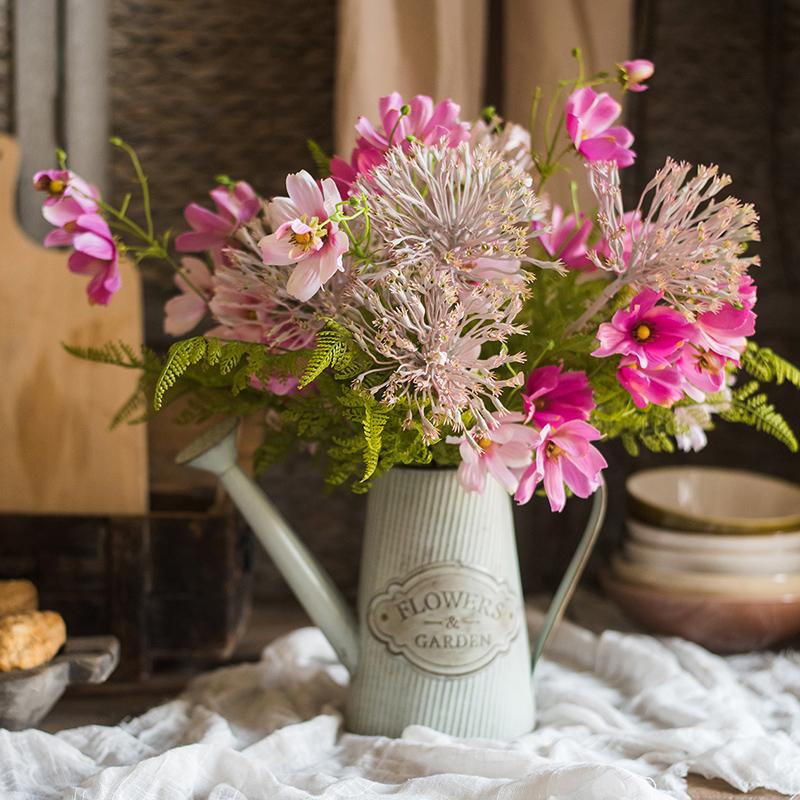 Bouquet di fiori artificiali in seta margherite rosa, altezza 50 cm