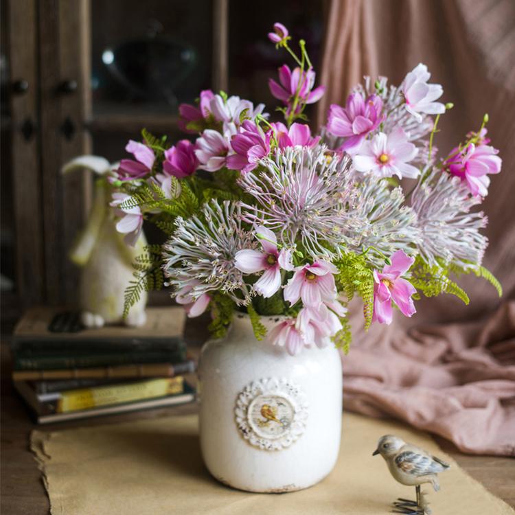 Bouquet di fiori artificiali in seta margherite rosa, altezza 50 cm