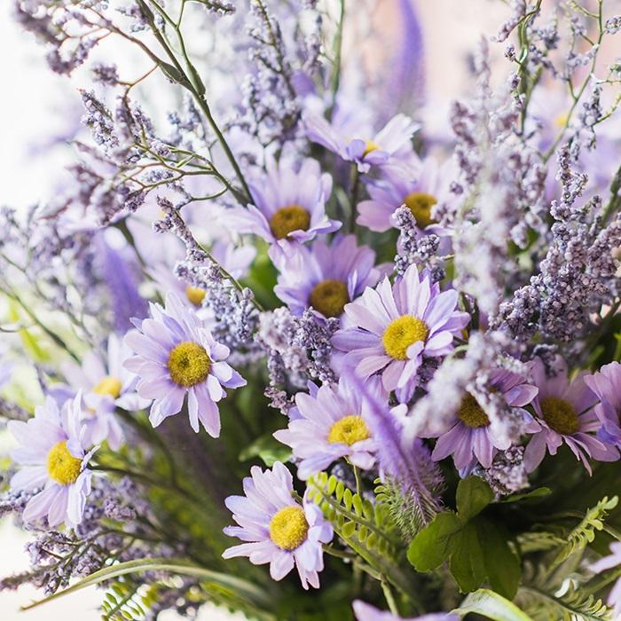Bouquet de fleurs champêtres en soie artificielle, 51 cm de hauteur, violet
