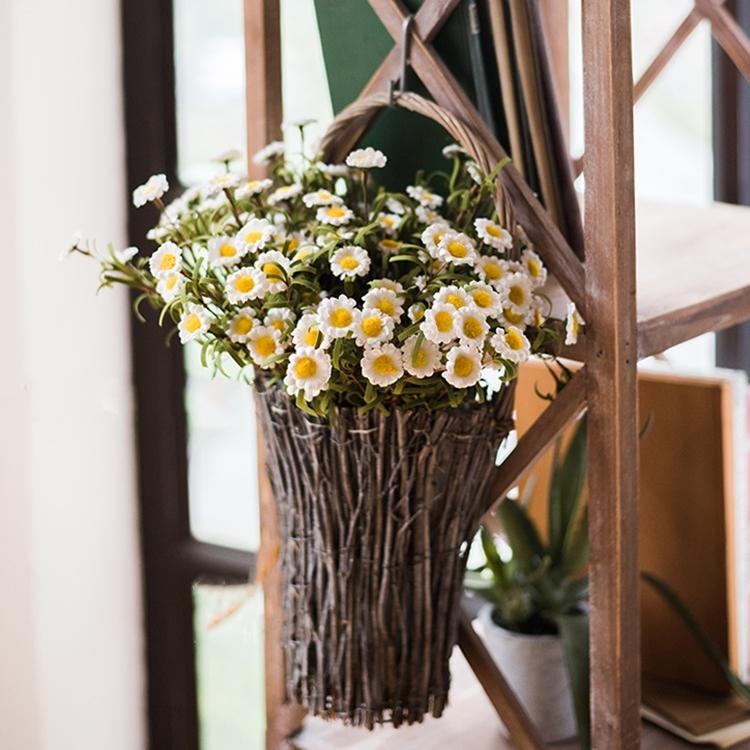 Set de tiges de petites marguerites artificielles en soie synthétique éco PE, 38 cm de hauteur, blanc