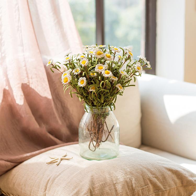 Set de tiges de petites marguerites artificielles en soie synthétique éco PE, 38 cm de hauteur, blanc