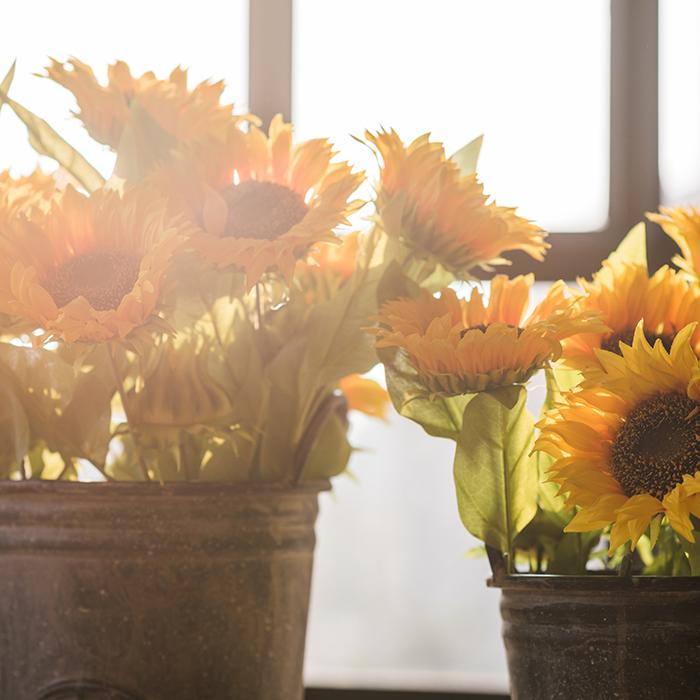 Girasole artificiale decorativo in seta, stelo da 71 cm