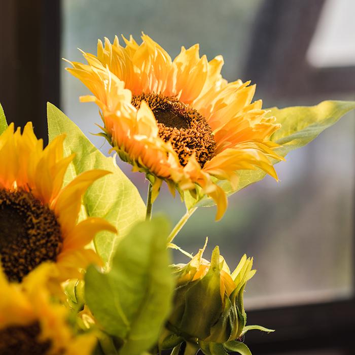 Girasole artificiale decorativo in seta, stelo da 71 cm